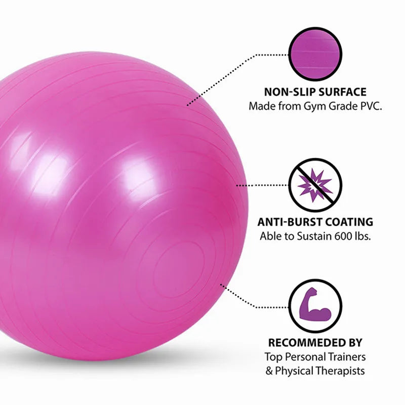 PVC Yoga Exercise Ball – Anti-Burst Balance Fitness Ball (45–95cm)